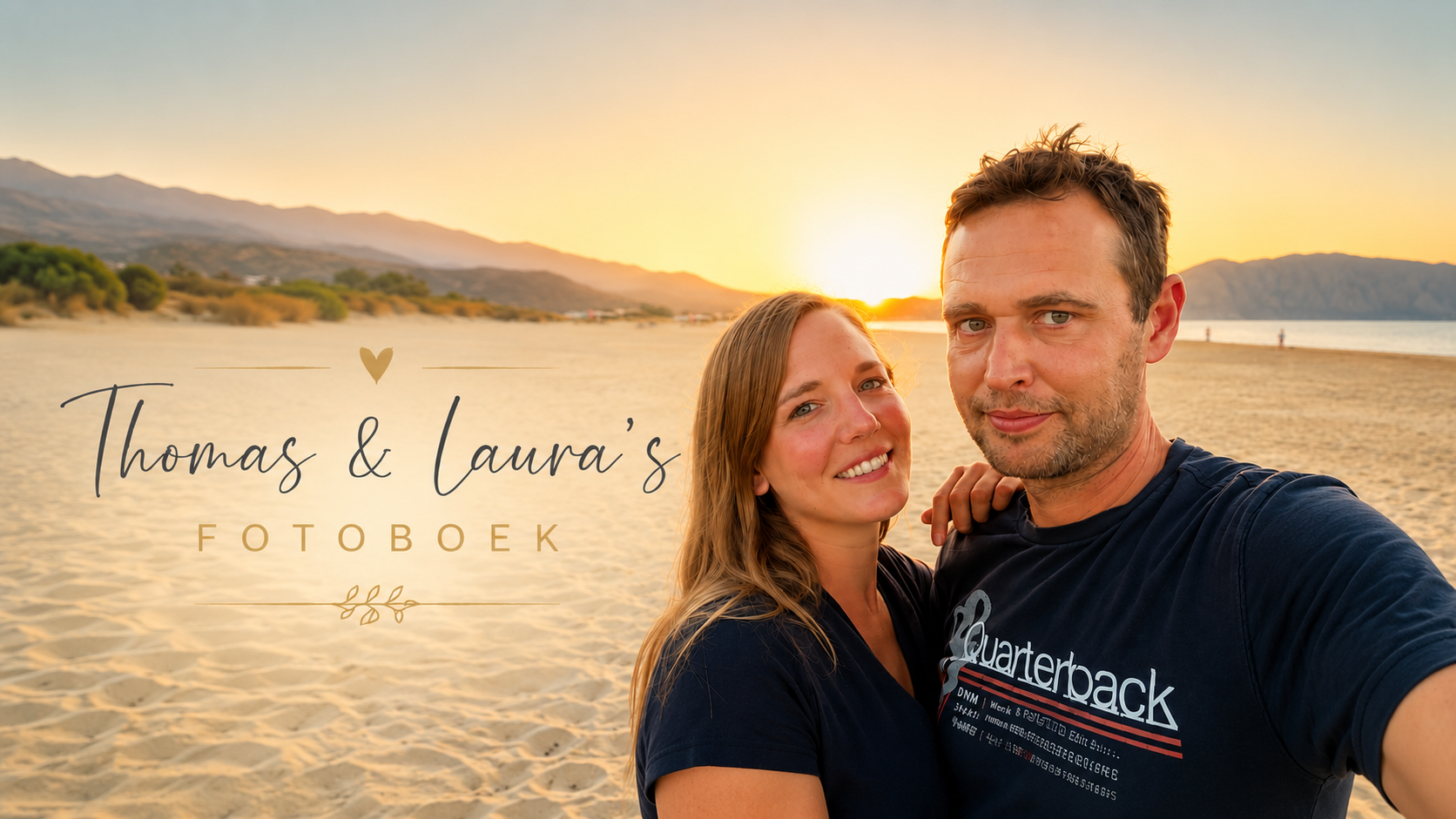 Thomas en Laura tijdens zonsondergang